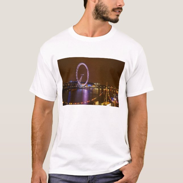 London Eye, River Thames and lights from T-Shirt (Front)