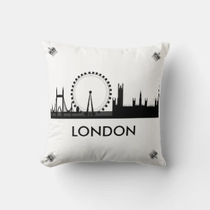 London Eye Skyline Royal Crown Throw Pillow
