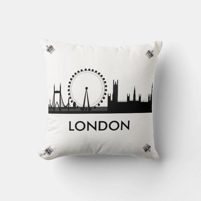 London Eye Skyline Royal Crown Throw Pillow (Front)