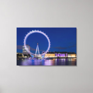 London Eye Wheel At Night With Lights Canvas Art