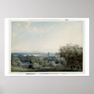 London from Greenwich Hill, c.1791 (w/c, black ink Poster