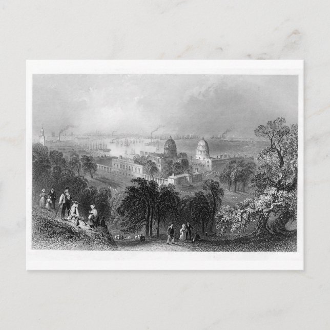 London from Greenwich Park 1840 Postcard (Front)