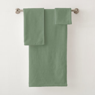 London Frost Muted Green Solid Colour Print, Earth Bath Towel Set