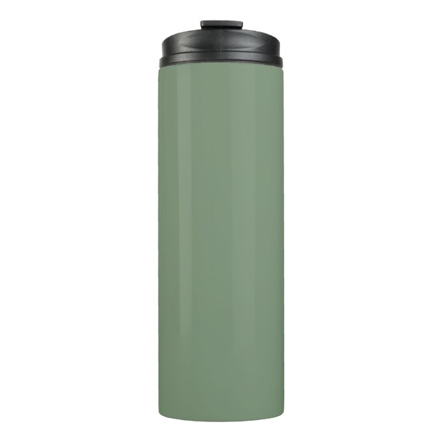 London Frost Muted Green Solid Colour Print, Earth Thermal Tumbler (Front)