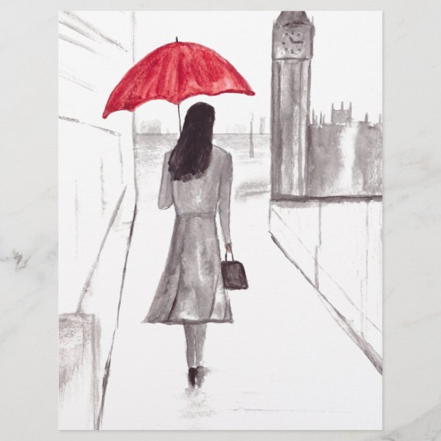 London girl with red umbrella (Front)