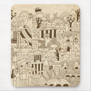 London Hand Drawn on Old Paper Mouse Pad