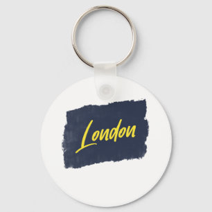 London Handwritten Yellow Typography Keychain