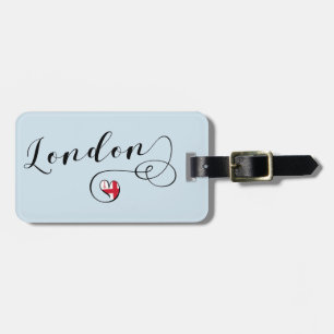 London Heart Luggage Tag Template, UK
