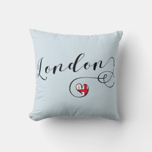 London Heart Throw Pillow, Britain Pillow