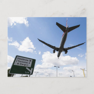London Heathrow Jet Landing Postcard