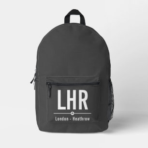 London Heathrow LHR Airport Code - Aviation Printed Backpack
