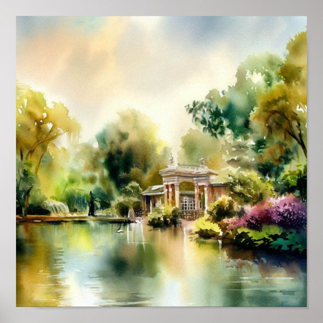 London-Holland Park (C), Watercolor Poster (Front)