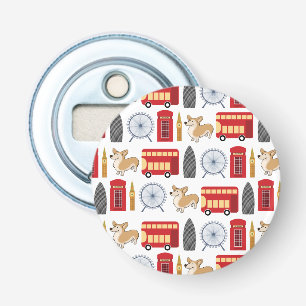 London Icon and Corgi Collage Pattern Bottle Opener