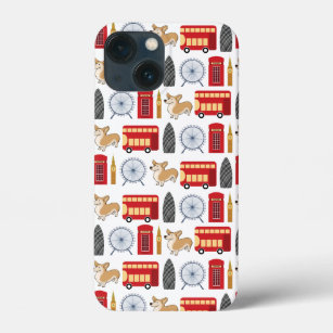 London Icon and Corgi Collage Pattern iPhone 13 Mini Case