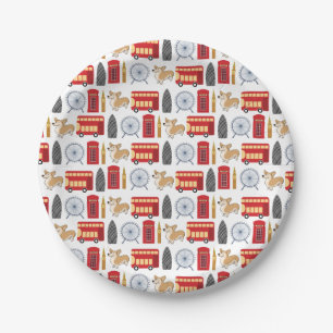 London Icon Collage Paper Plate