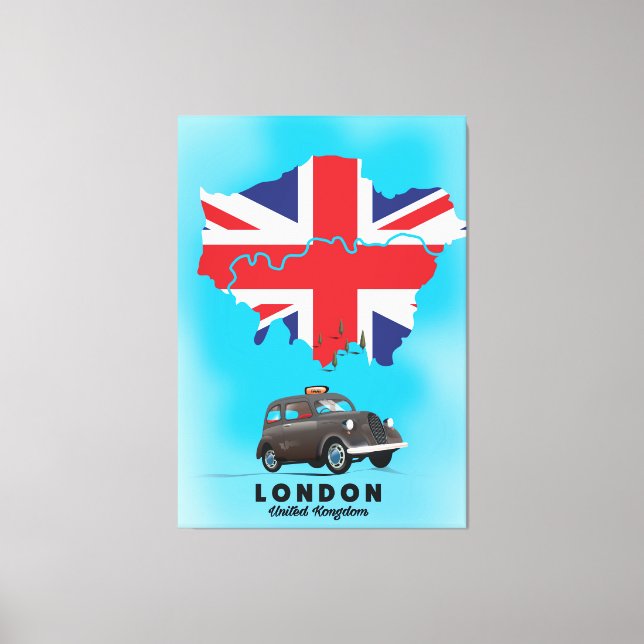 London Illustrated map travel poster Canvas Print (Front)