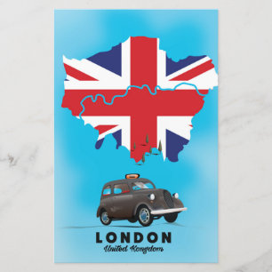 London Illustrated map travel poster Stationery
