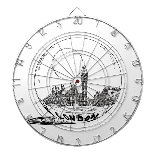 London in a glass ball . dartboard (Front)
