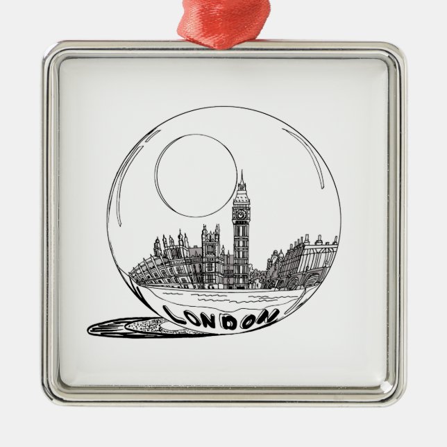 London in a glass ball . metal ornament (Front)