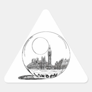 London in a glass ball . triangle sticker
