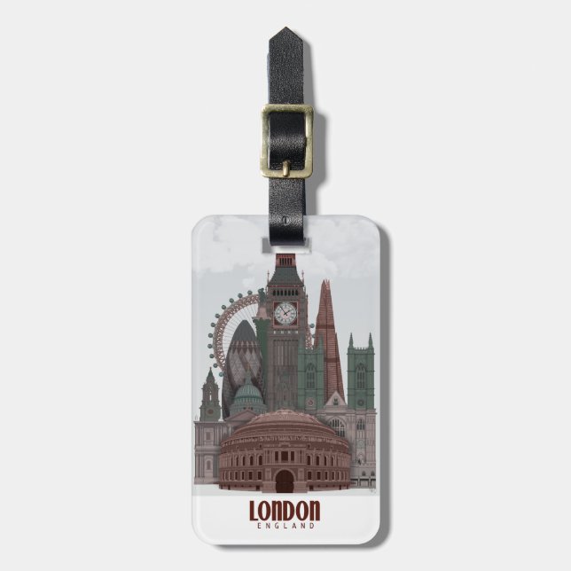 London in Clouds Red and Green Luggage Tag (Front Vertical)