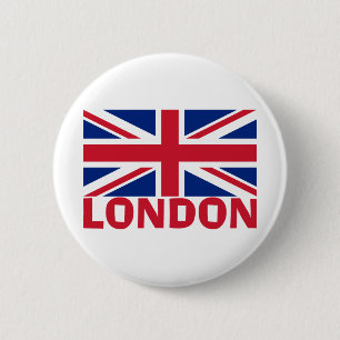 London in Red 2 Inch Round Button