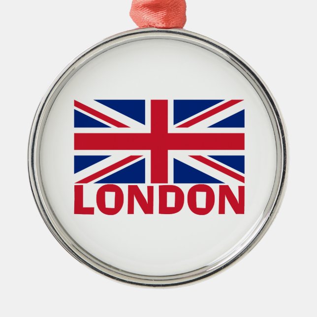 London in Red Metal Ornament (Front)