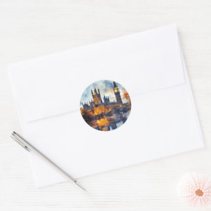 London Landmarks Night Scenery UK Classic Round Sticker