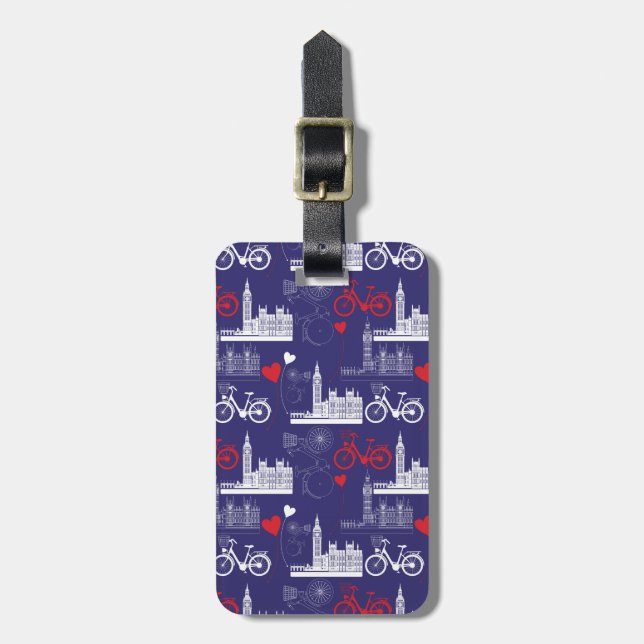 London Landmarks Pattern Luggage Tag (Front Vertical)