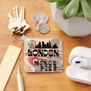 London Loves Mince Pies Cityscape Keychain