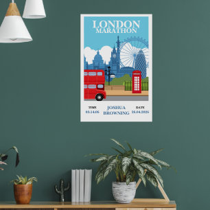 London Marathon Personalised Retro Poster Print