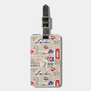 London Newspaper Pattern Luggage Tag