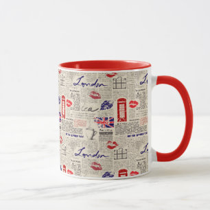 London Newspaper Pattern Mug