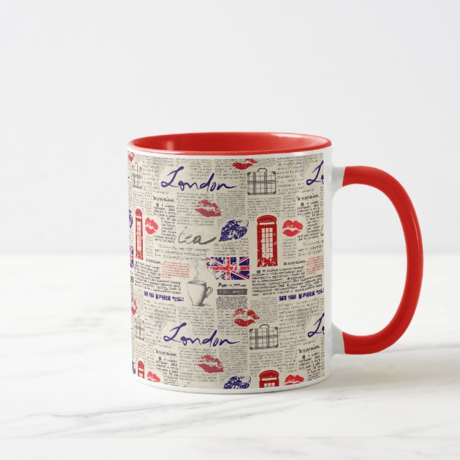 London Newspaper Pattern Mug (Right)