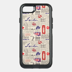 London Newspaper Pattern OtterBox Commuter iPhone 8/7 Case