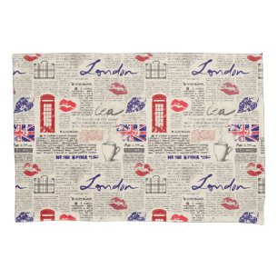 London Newspaper Pattern Pillowcase