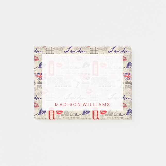 London Newspaper Pattern Post-it Notes (Front)