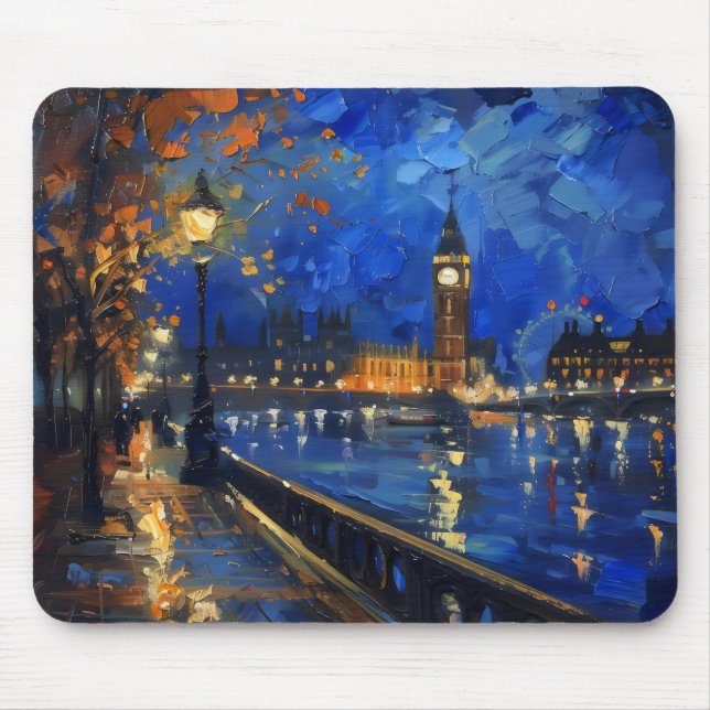 London Night Impressionism Mouse Pad (Front)