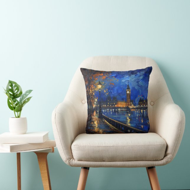 London Night Impressionism Throw Pillow (Chair)