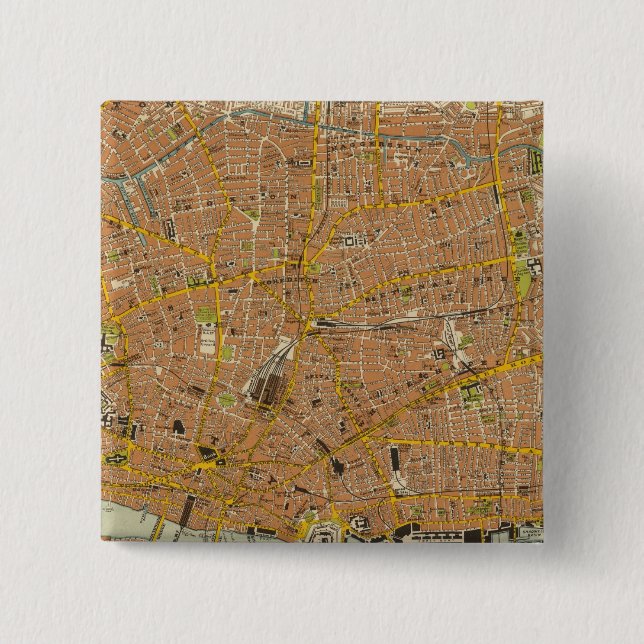 London Northeast 2 Inch Square Button (Front)