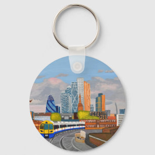 London Overland train- Hoxton station Keychain
