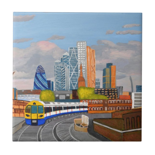 London Overland train- Hoxton station Tile (Front)