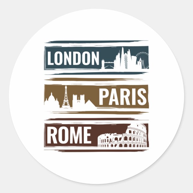 London Paris Rome Classic Round Sticker (Front)