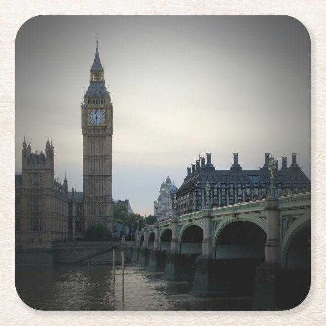 London-Parliament-Elizabeth Tower-Big Ben Square Paper Coaster (Front)
