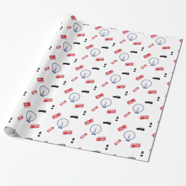 London Pattern Wrapping Paper (Unrolled)