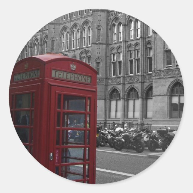 London Phone Booth Classic Round Sticker (Front)