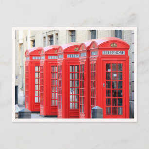 London Phone Booths Vintage Red Photo Greeting Postcard