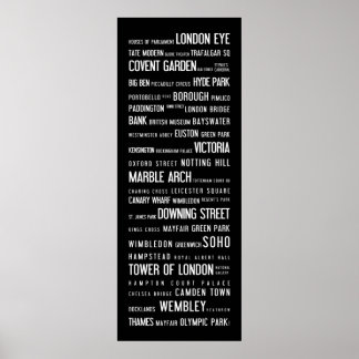 London popular places on a typographic poster