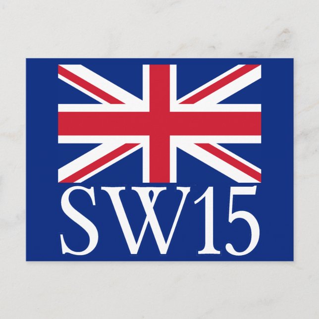 London Postcode SW15 with Union Jack Postcard (Front)