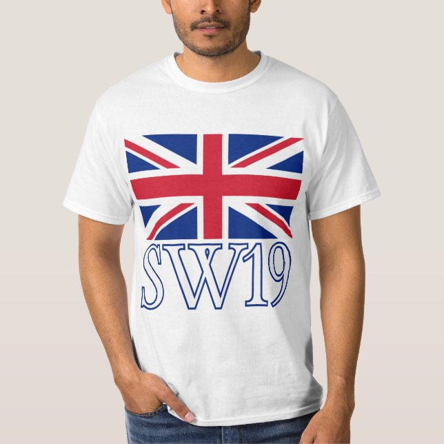 London Postcode SW19 with Union Jack T-Shirt (Front)
